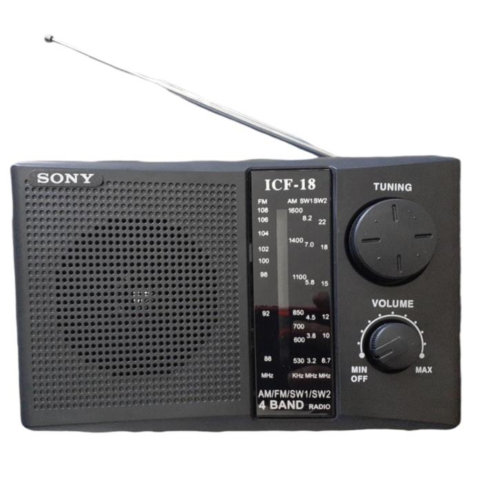 Radio Sony Pequeño Icf-18 Corriente Y Baterias, Negro